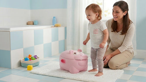 Pot bébé Hopopot rose au design hippopotame, vue principale