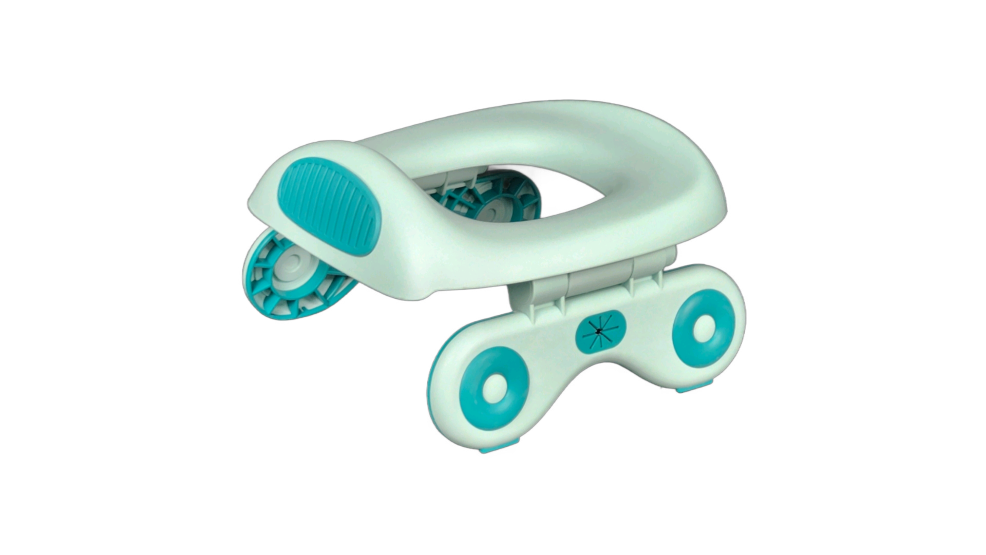 Siège de toilettes nomade vert turquoise, vue de profil