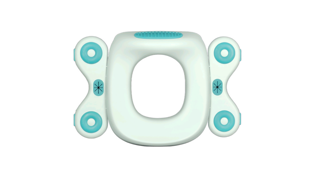 Siège de toilettes nomade vert turquoise, vue de dessus