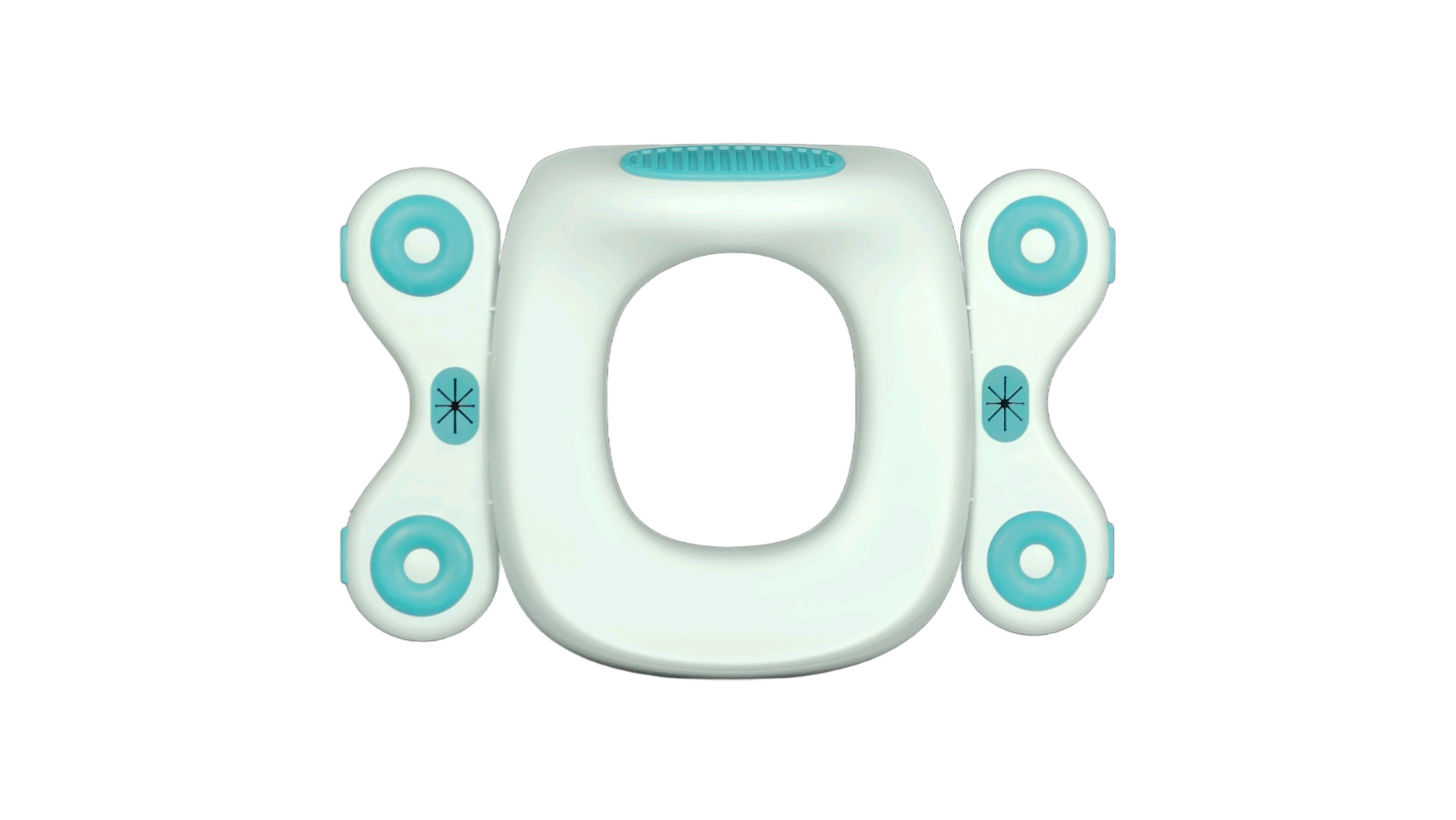 Siège de toilettes nomade vert turquoise, vue de dessus